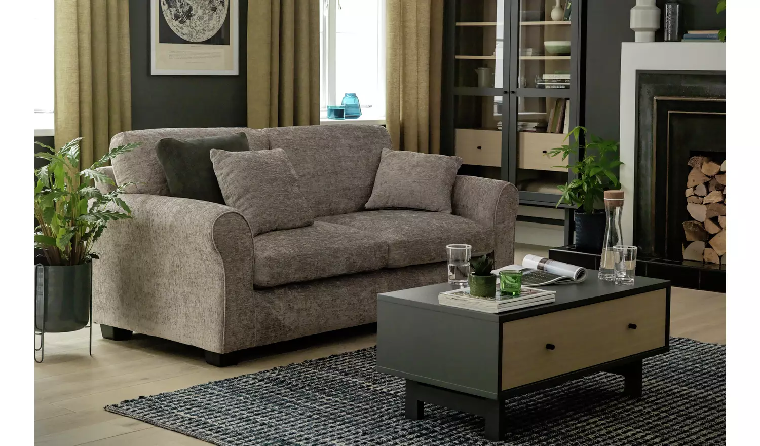 Argos Home Taylor Fabric Chair & 3 Seater Sofa - Mink
