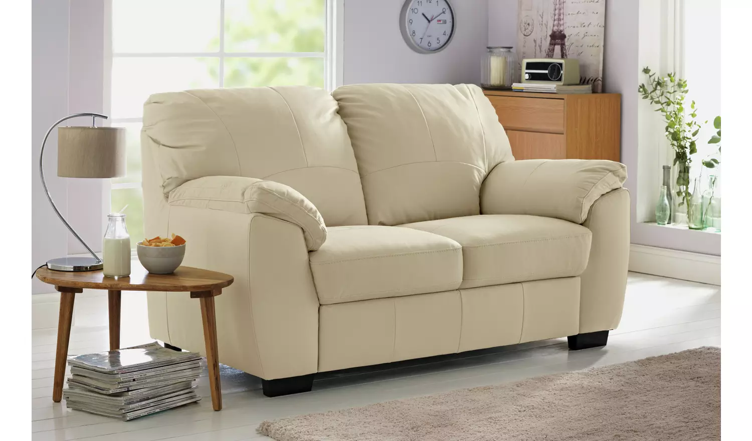 Argos Home Milano Leather Chair and 2 Seater Sofa - Ivory