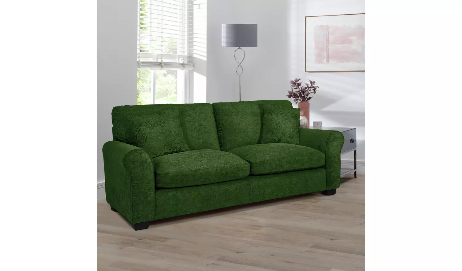Argos Home Taylor Fabric Chair & 3 Seater Sofa - Green