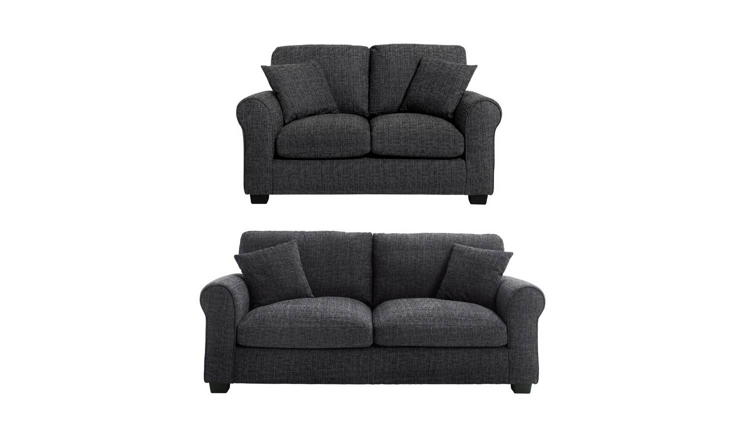 Argos Home Lisbon Fabric 2 Seater & 3 Seater Sofa - Charcoal