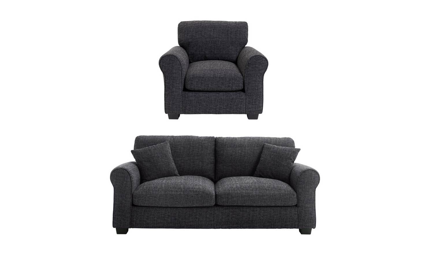 Argos Home Lisbon Fabric Chair & 3 Seater Sofa - Charcoal