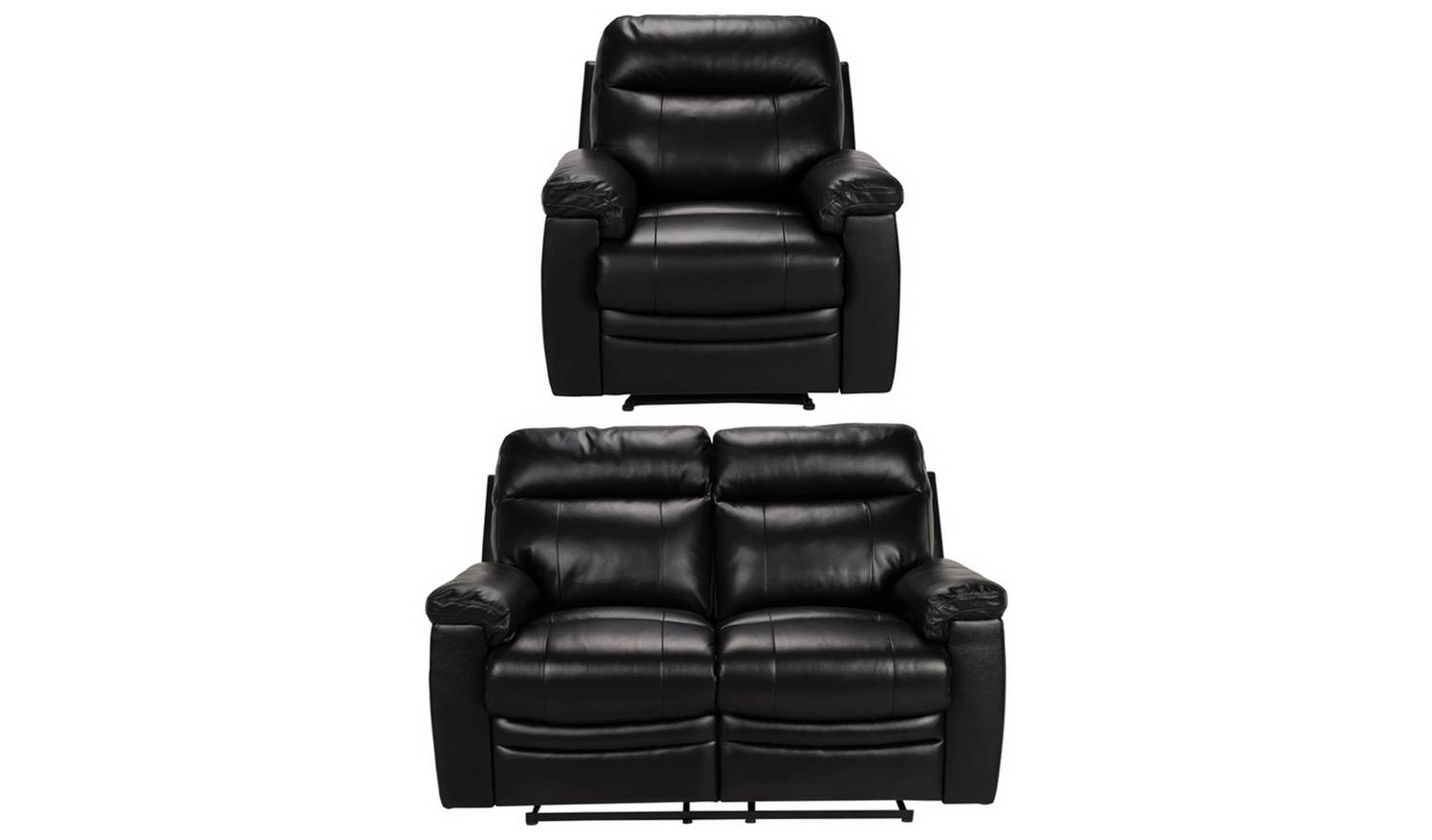 Argos Home Paolo Chair & 2 Seater Manual Recline Sofa -Black