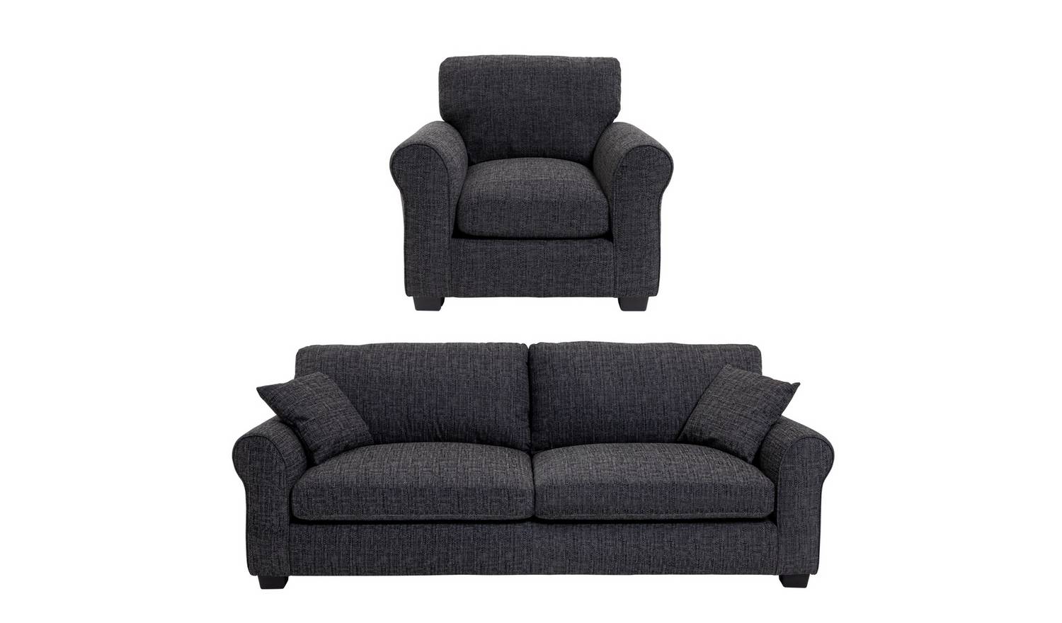Argos Home Lisbon Fabric Chair & 4 Seater Sofa - Charcoal