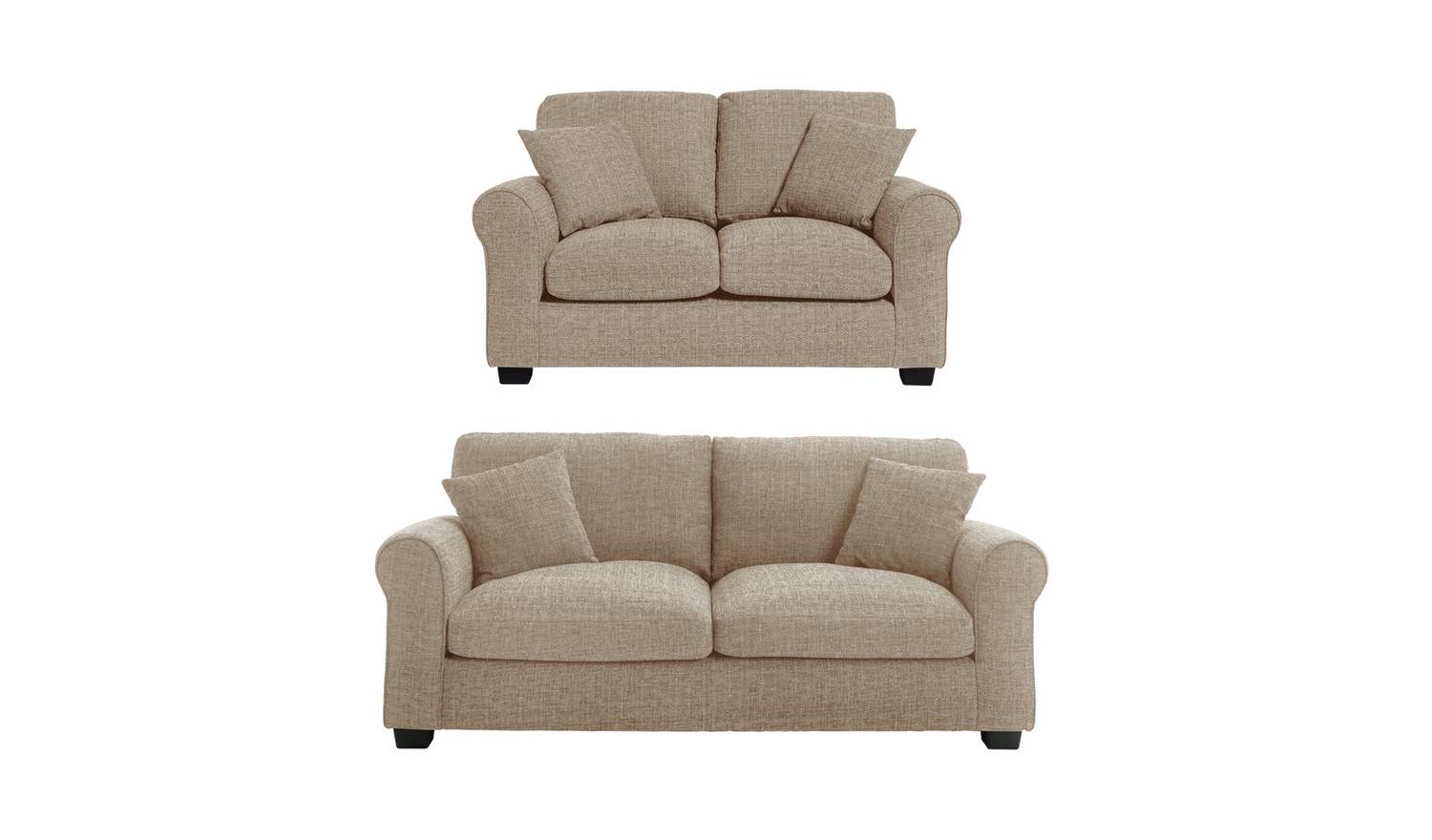 Argos Home Lisbon Fabric 2 Seater & 3 Seater Sofa - Stone