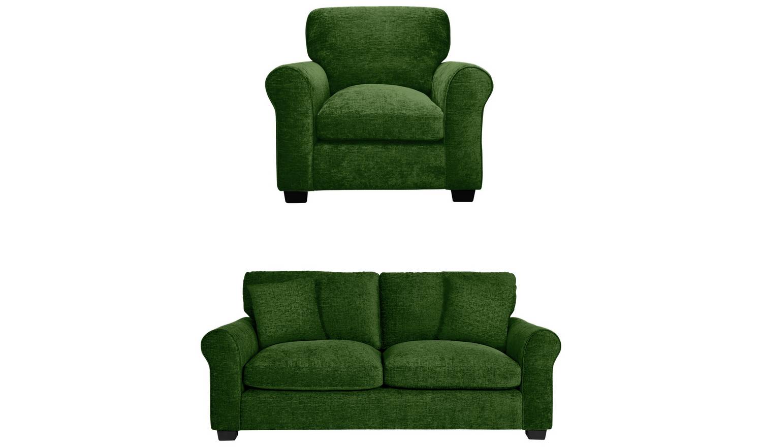 Argos Home Taylor Fabric Chair & 3 Seater Sofa - Green