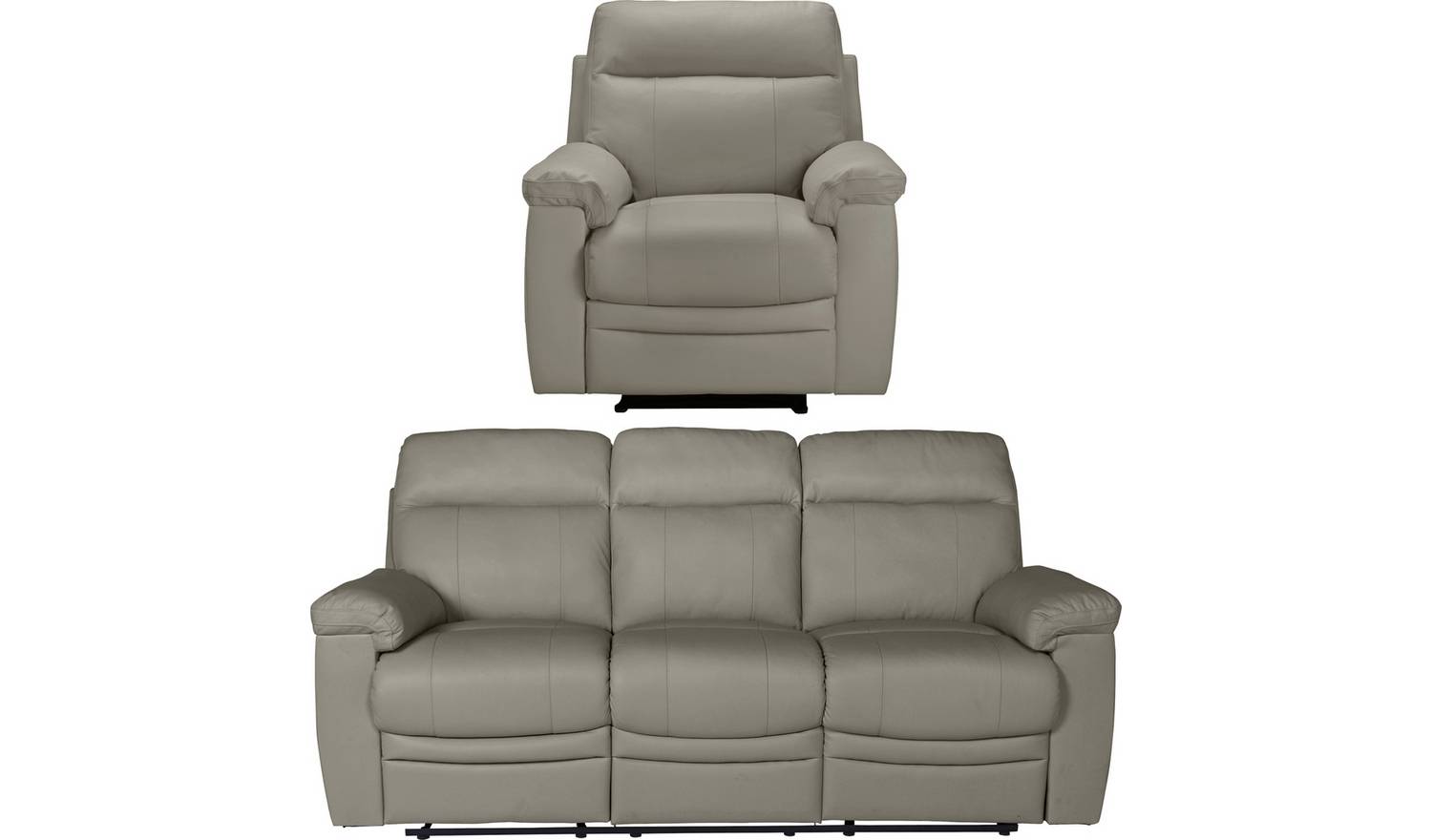 Argos Home Paolo Chair & 3 Seater Manual Recliner Sofa -Grey