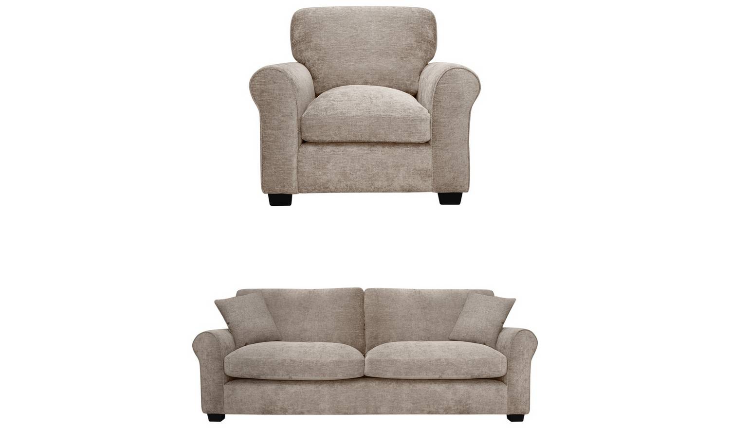 Argos Home Taylor Fabric Chair & 4 Seater Sofa - Mink