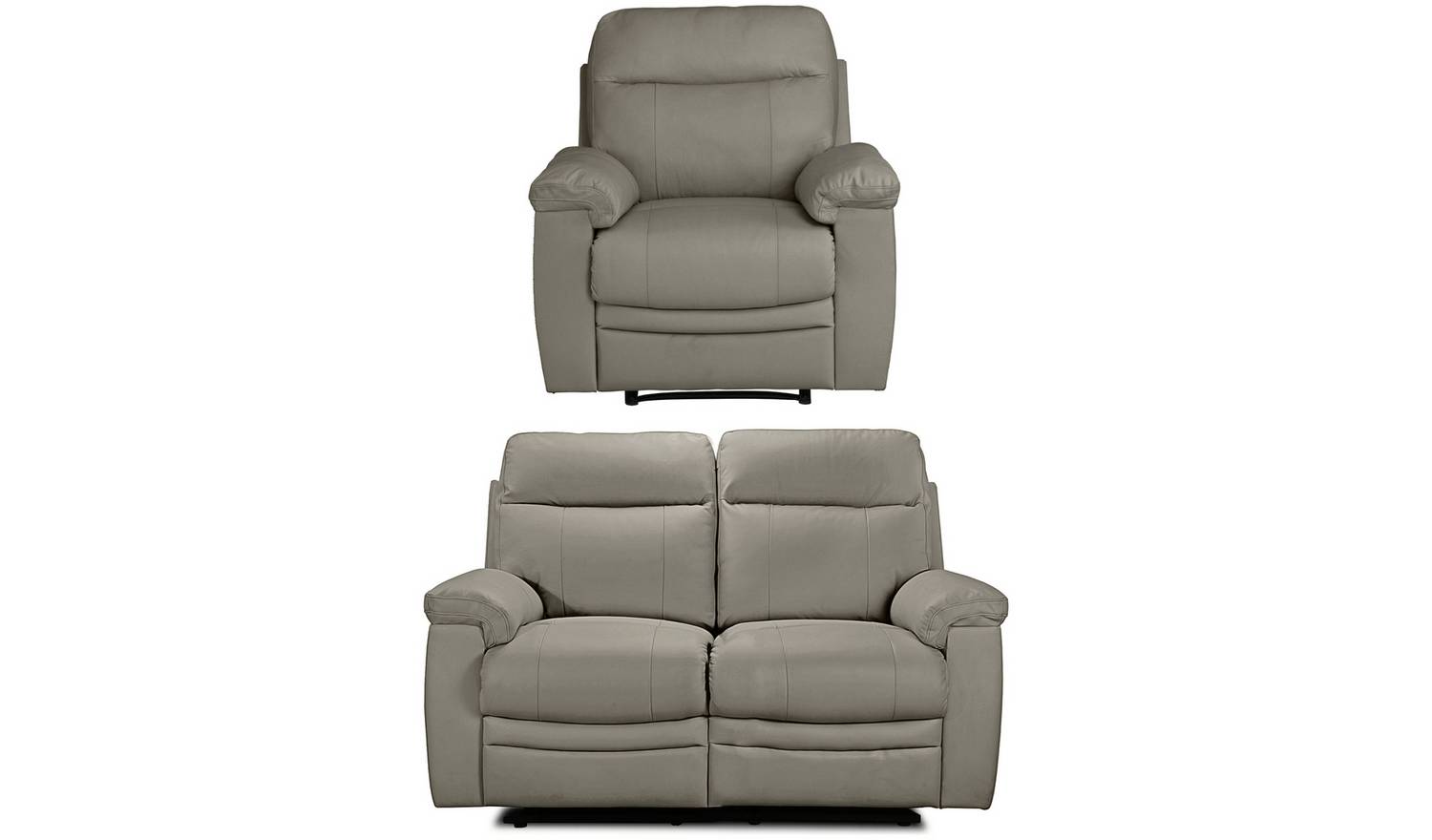 Argos Home Paolo Chair & 2 Seater Manual Recliner Sofa -Grey