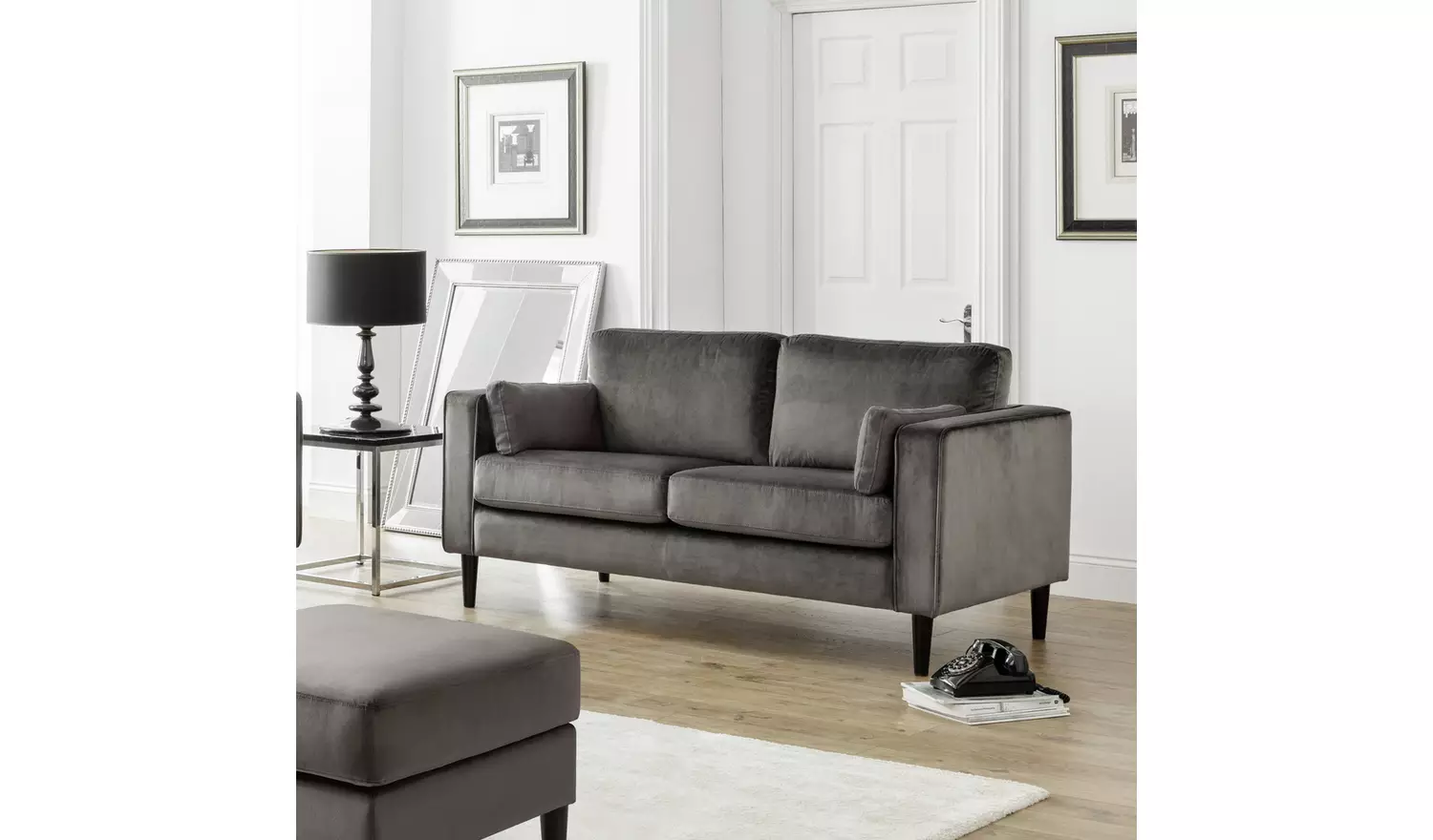 Julian Bowen Hayward Velvet 2 Seater Sofa - Grey