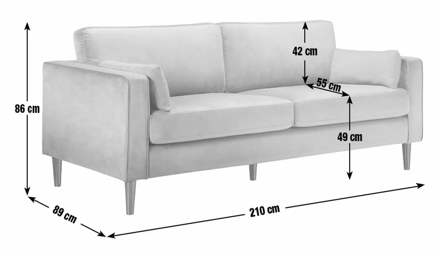 Julian Bowen Hayward Velvet 3 Seater Sofa - Grey