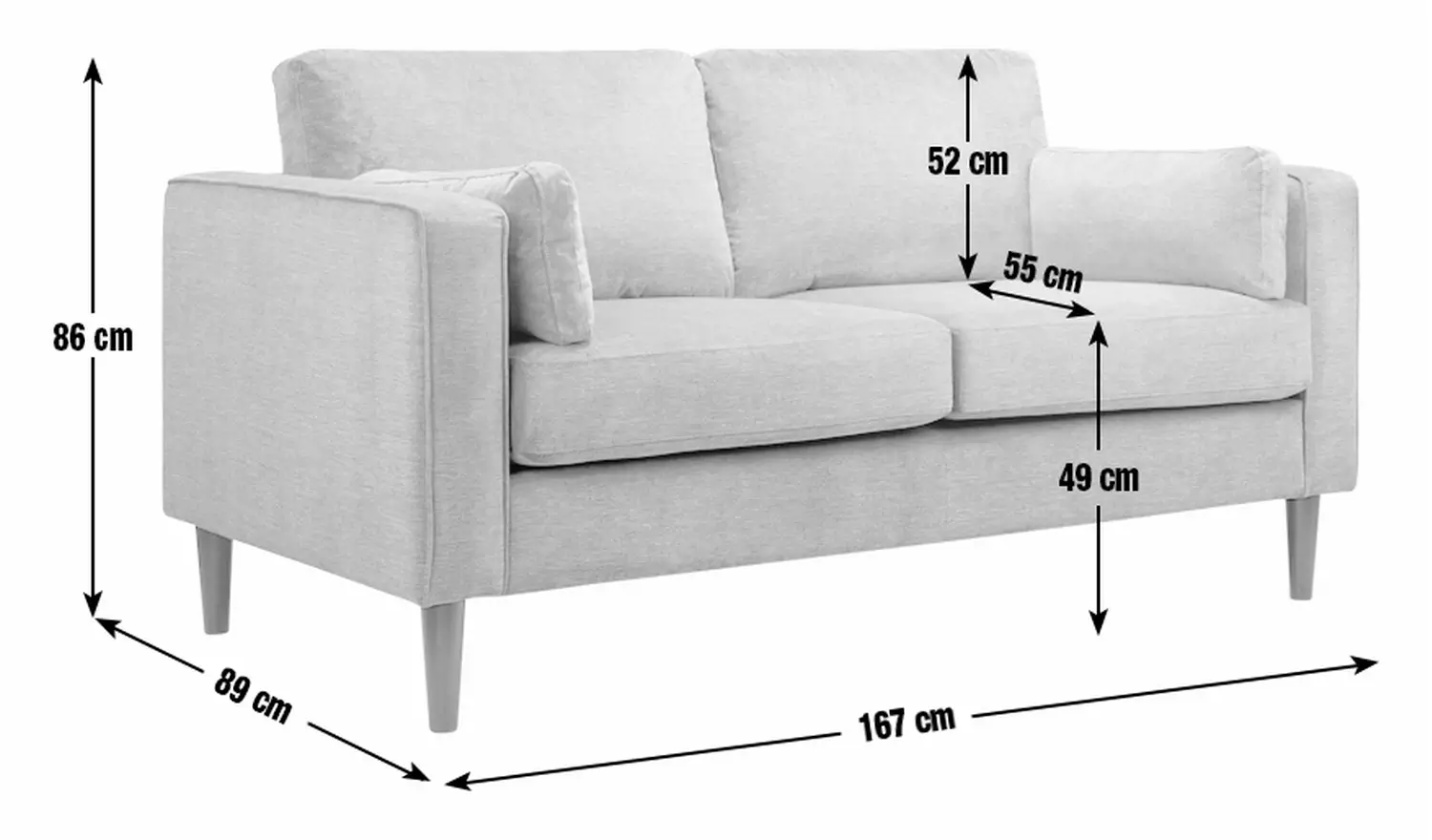 Julian Bowen Hayward Fabric 2 Seater Sofa - Grey