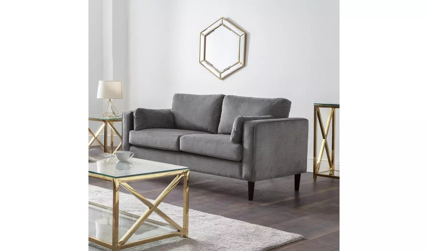 Julian Bowen Hayward Fabric 2 Seater Sofa - Grey