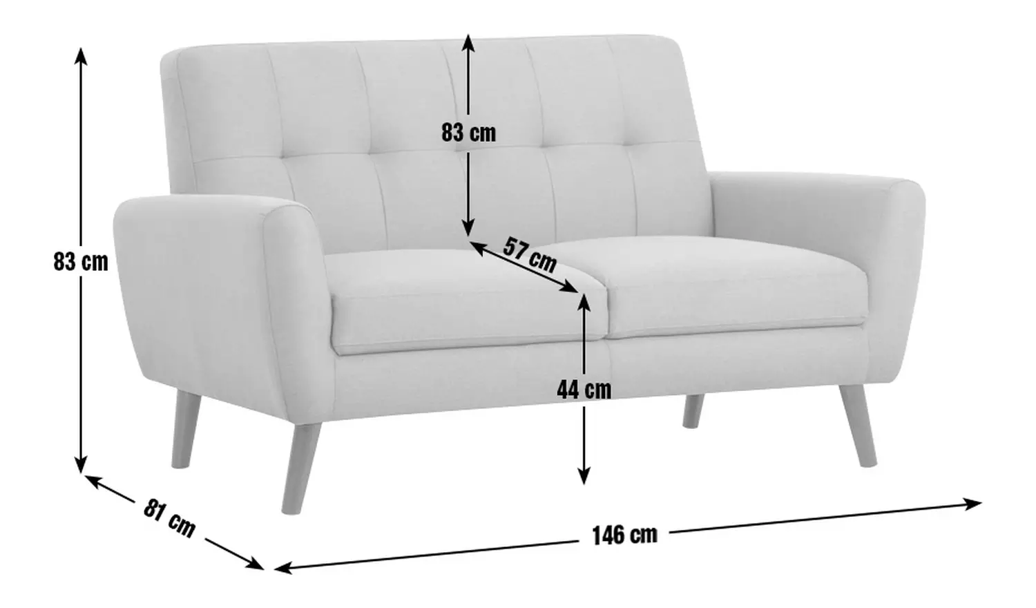 Julian Bowen Monza Fabric 2 Seater Sofa - Light Grey