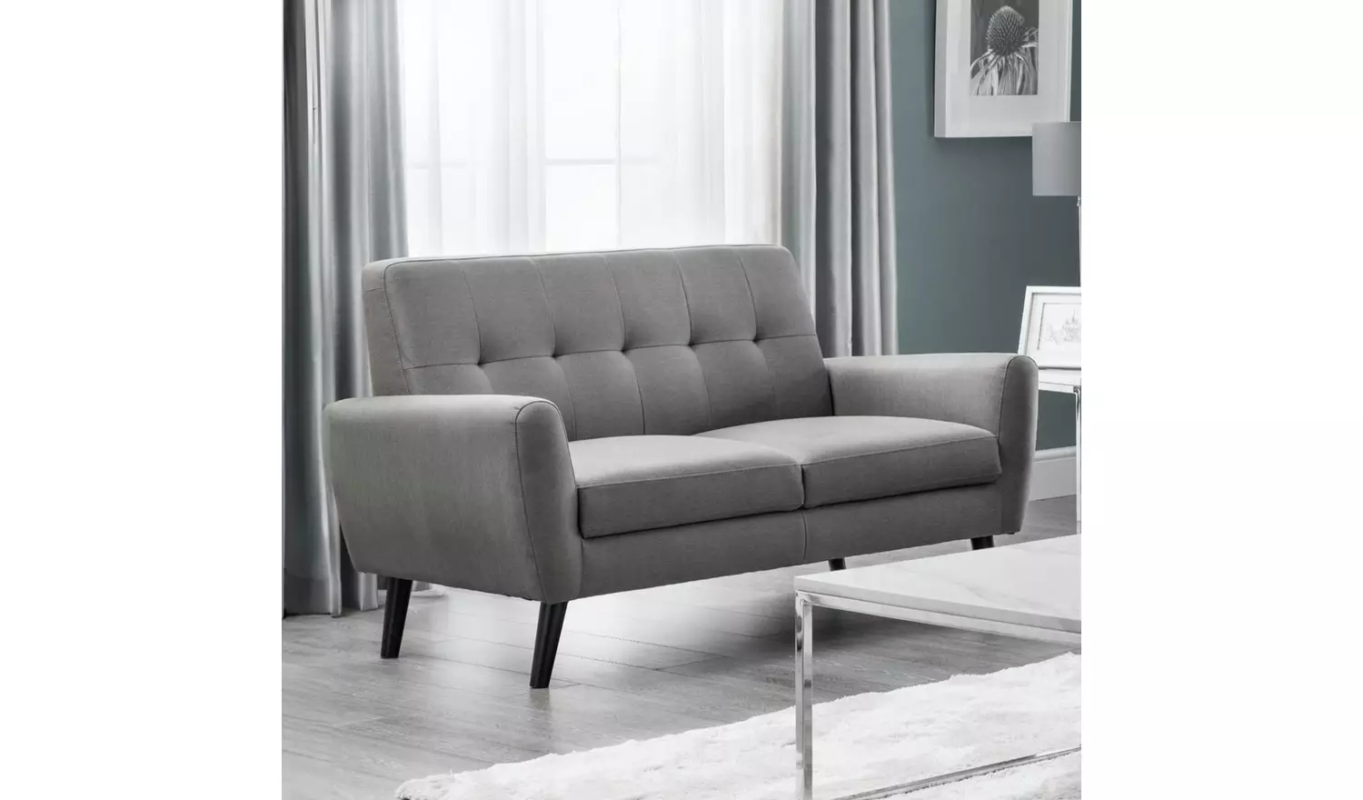 Julian Bowen Monza Fabric 2 Seater Sofa - Light Grey