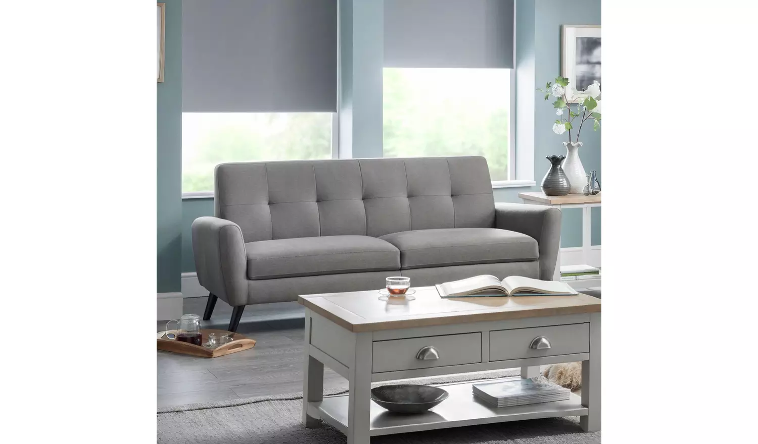 Julian Bowen Monza Fabric 3 Seater Sofa - Light Grey