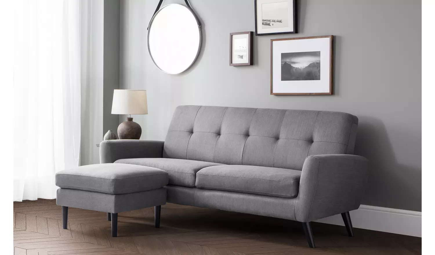 Julian Bowen Monza Fabric 3 Seater Sofa - Light Grey
