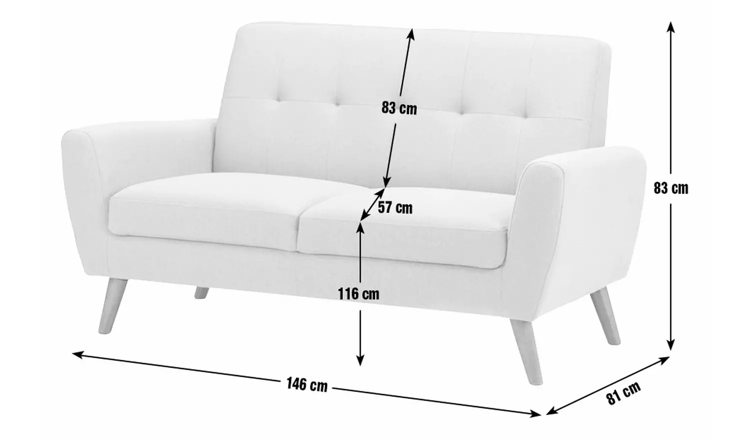 Julian Bowen Monza Fabric 2 Seater Sofa - Blue