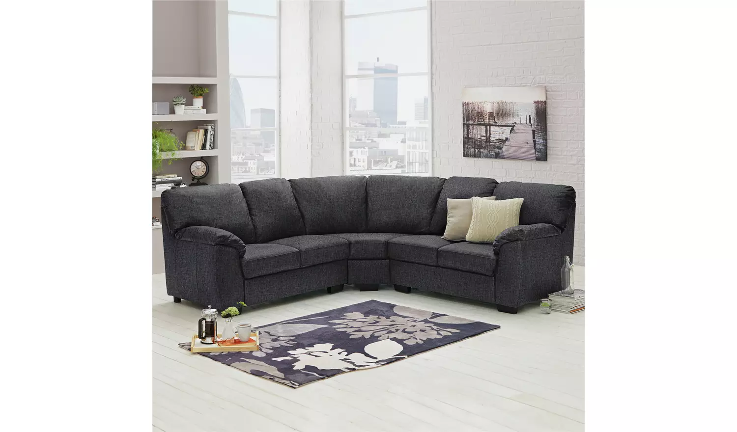 Argos Home Milano Fabric Corner Sofa - Charcoal