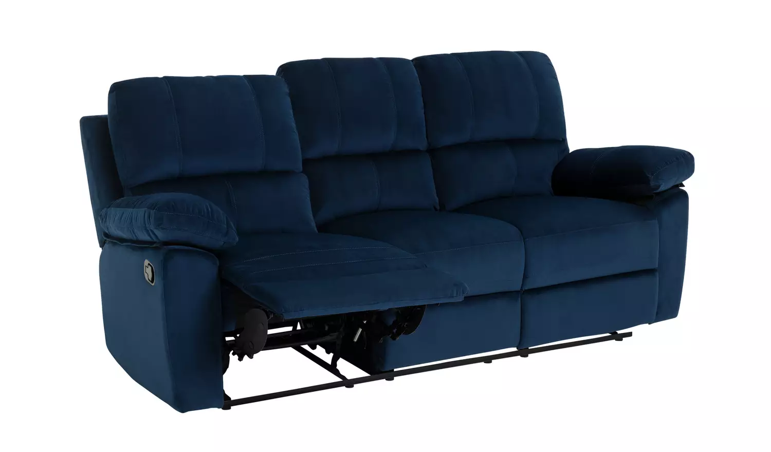 Toby Velvet 3 Seater Recliner Sofa in a Box- Navy
