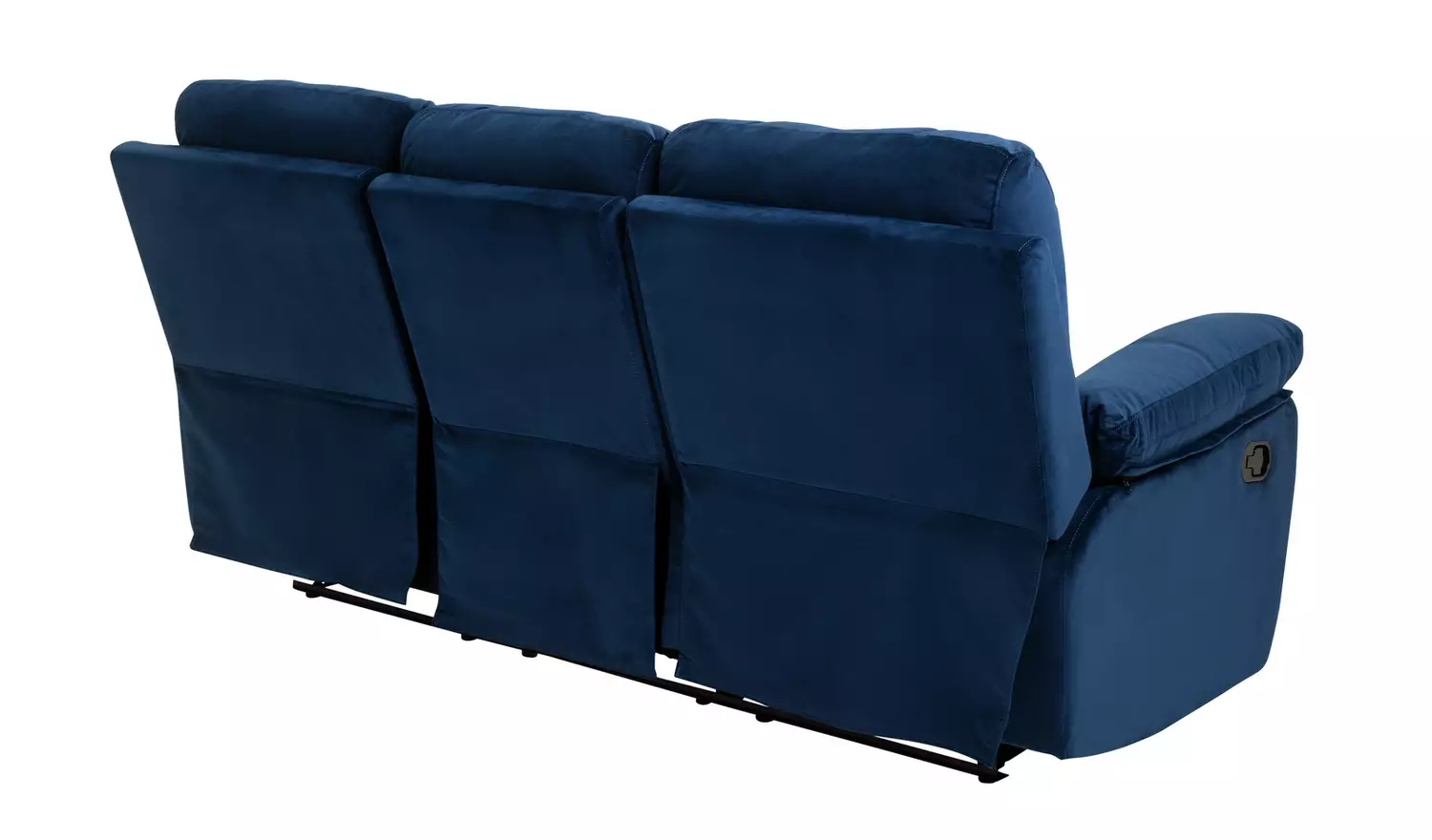 Toby Velvet 3 Seater Recliner Sofa in a Box- Navy