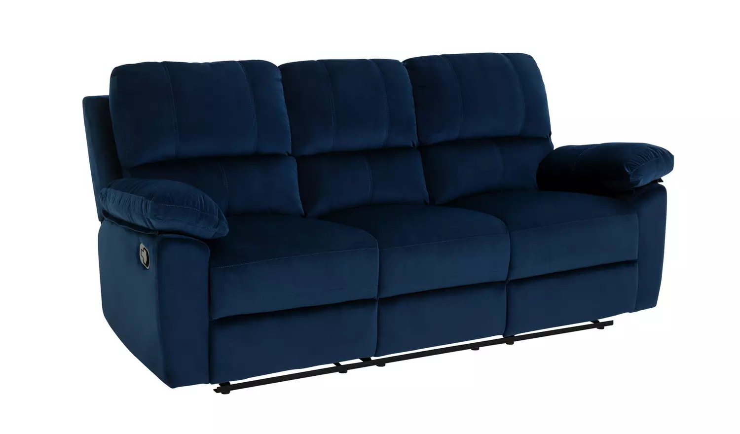 Toby Velvet 3 Seater Recliner Sofa in a Box- Navy