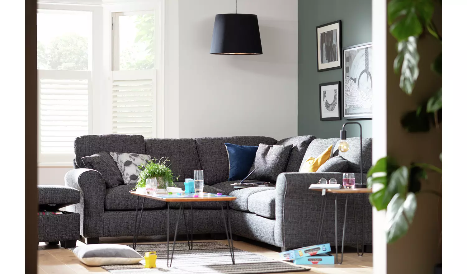 Argos Home Lisbon Fabric Corner Sofa - Stone
