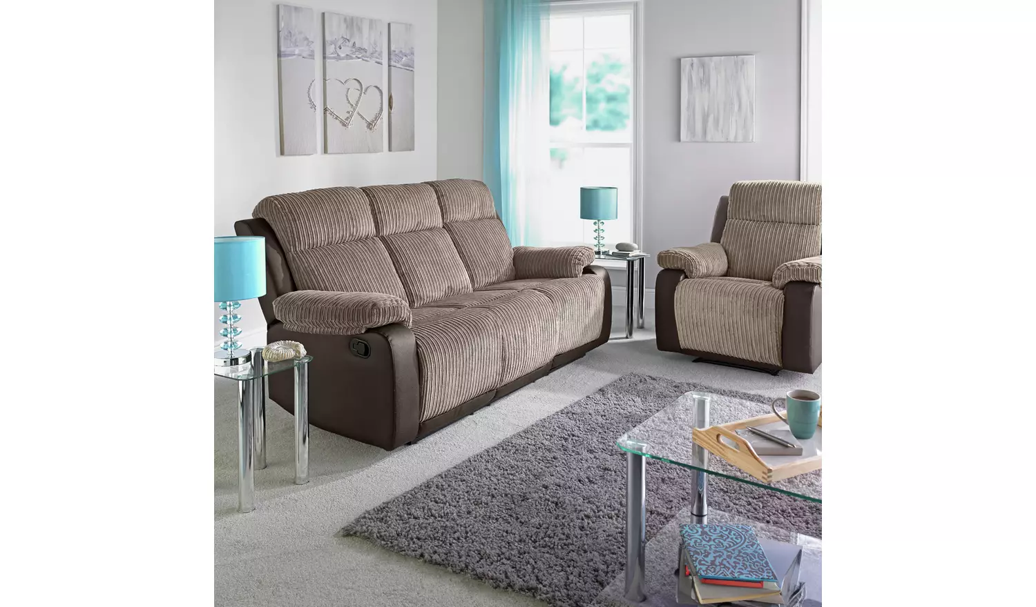 Argos Home Bradley Fabric 3 Seater Recliner Sofa - Charcoal