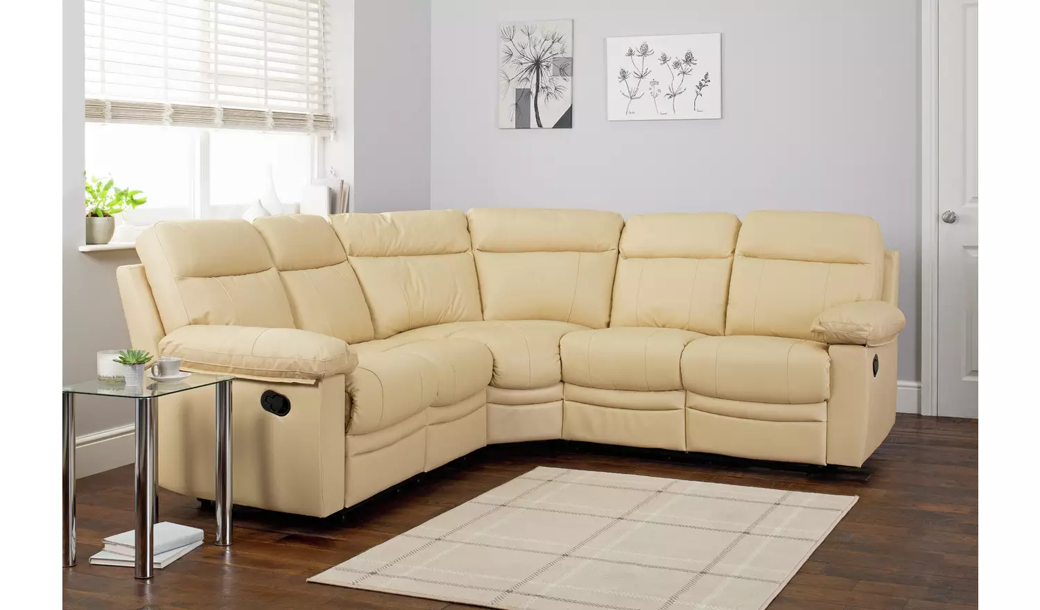 Argos Home Paolo Leather Manual Recliner Corner Sofa -Black