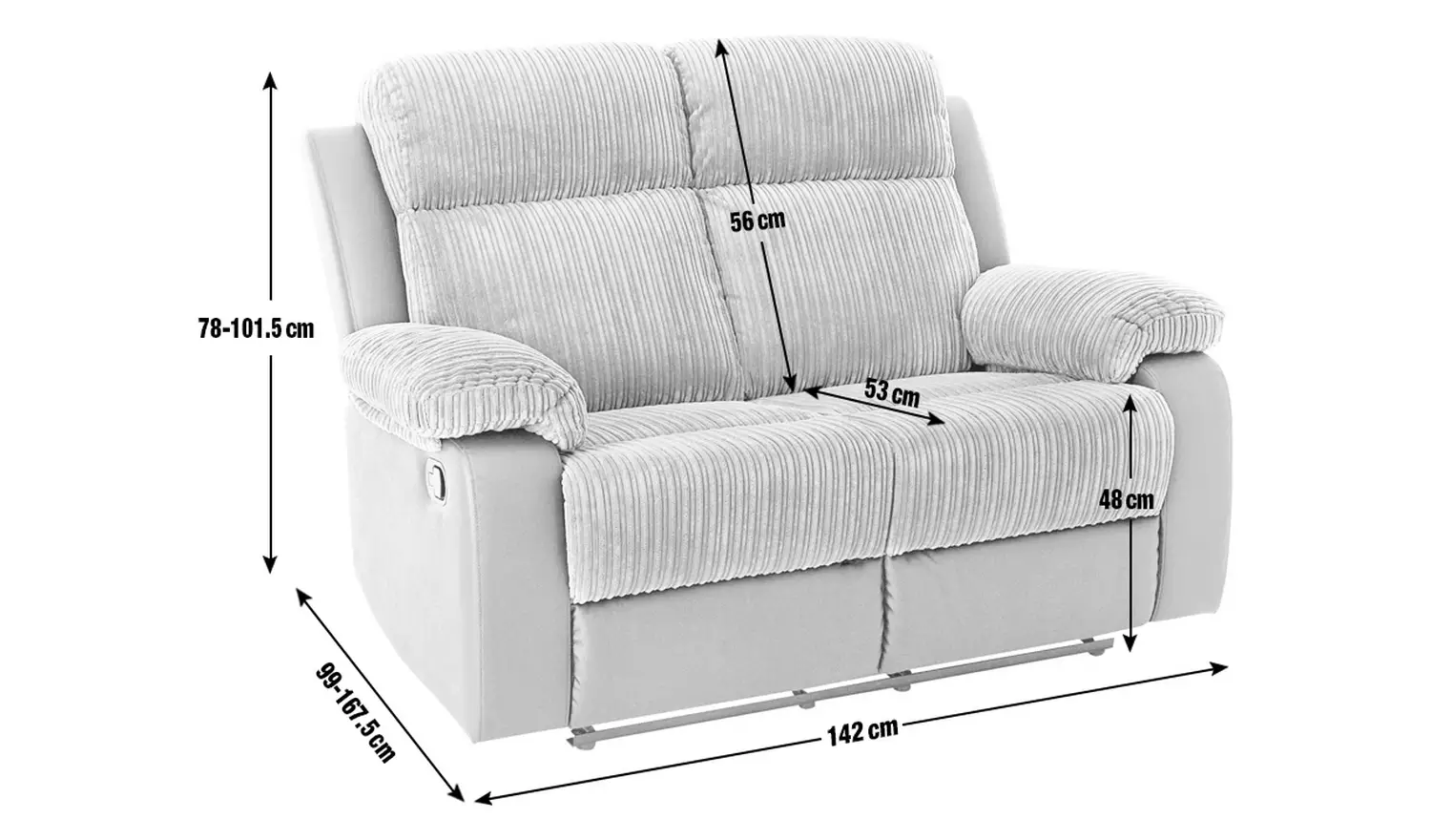 Argos Home Bradley Fabric 2 Seater Recliner Sofa - Natural