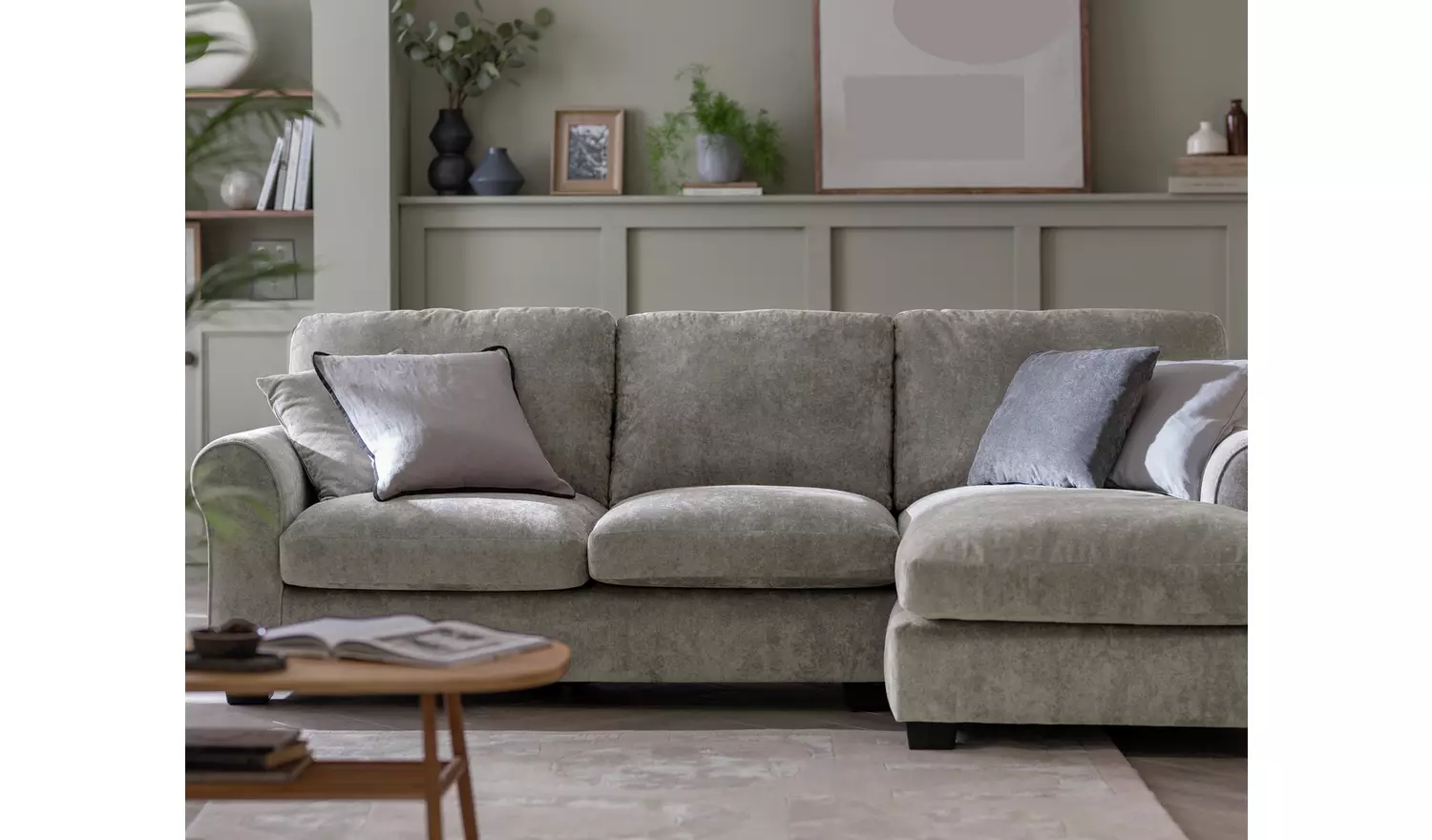 Argos Home Taylor Fabric Right Corner Chaise Sofa - Mink