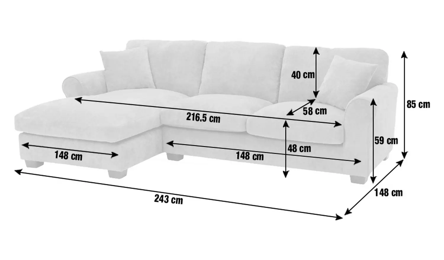 Argos Home Taylor Fabric Left Hand Corner Sofa - Mink