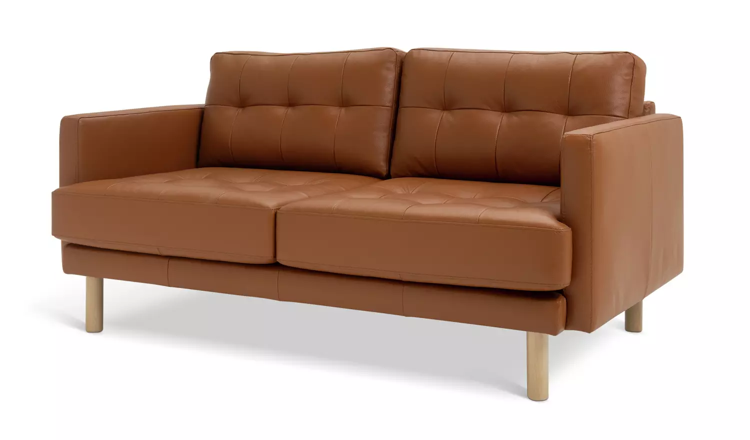 Habitat Newell Leather 2 Seater Sofa - Tan