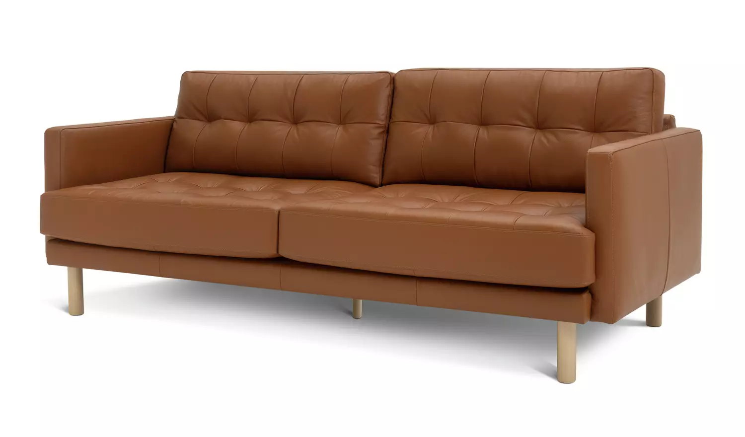 Habitat Newell Leather 3 Seater Sofa - Tan