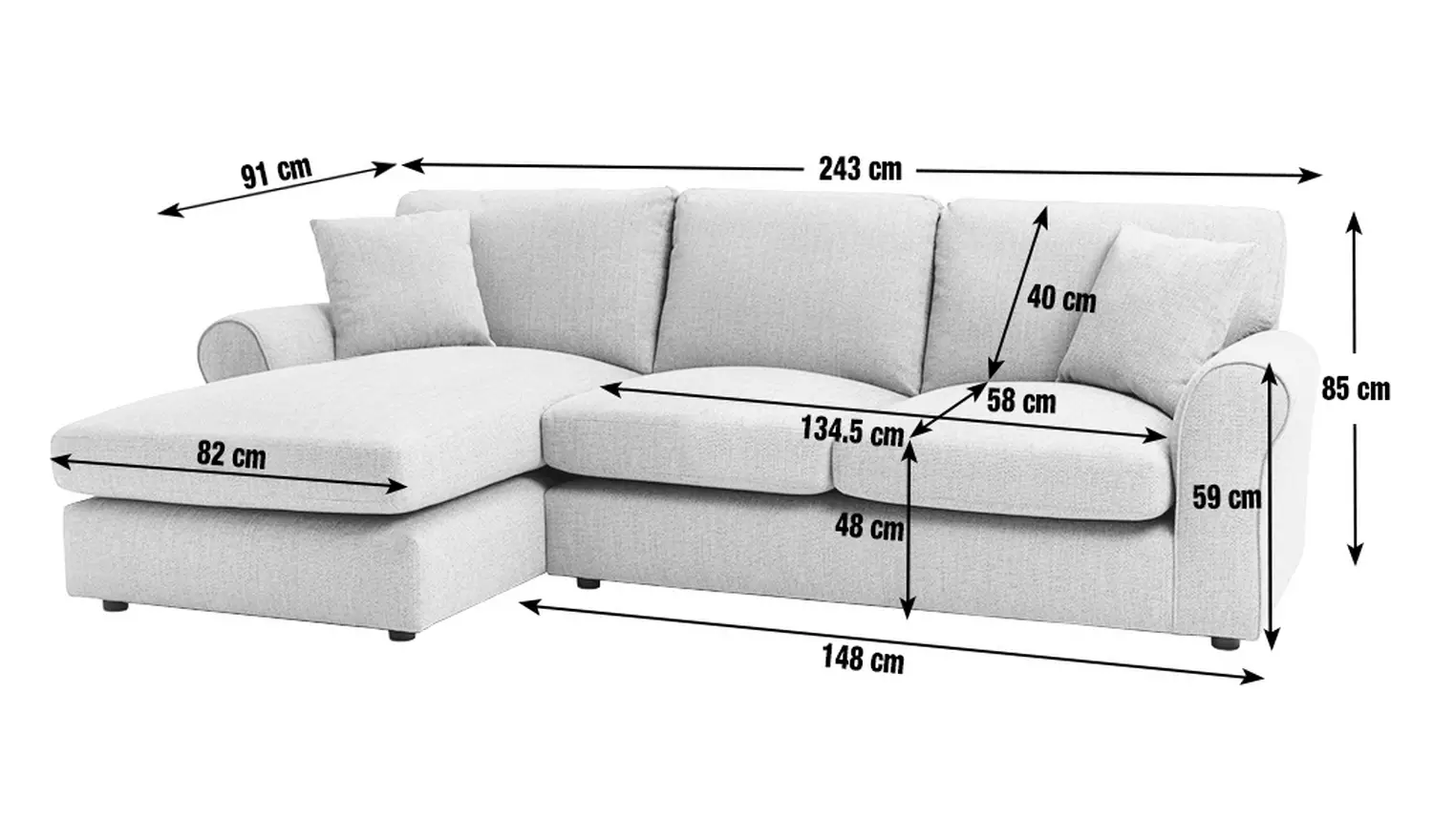 Argos Home Lisbon Fabric Left Hand Corner Chaise Sofa- Stone