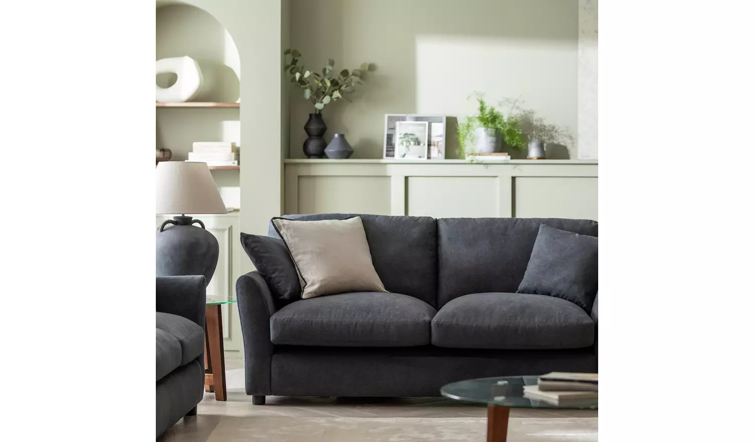 Argos Home Aleeza Fabric 3 Seater Sofa - Navy