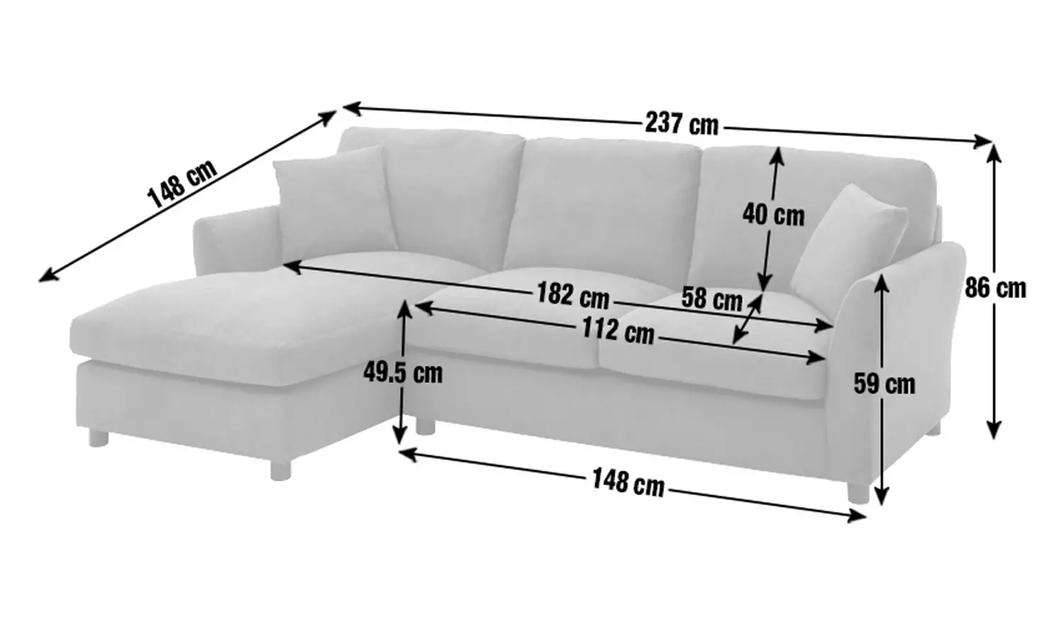 Argos Home Aleeza Fabric Left Hand Corner Sofa - Navy