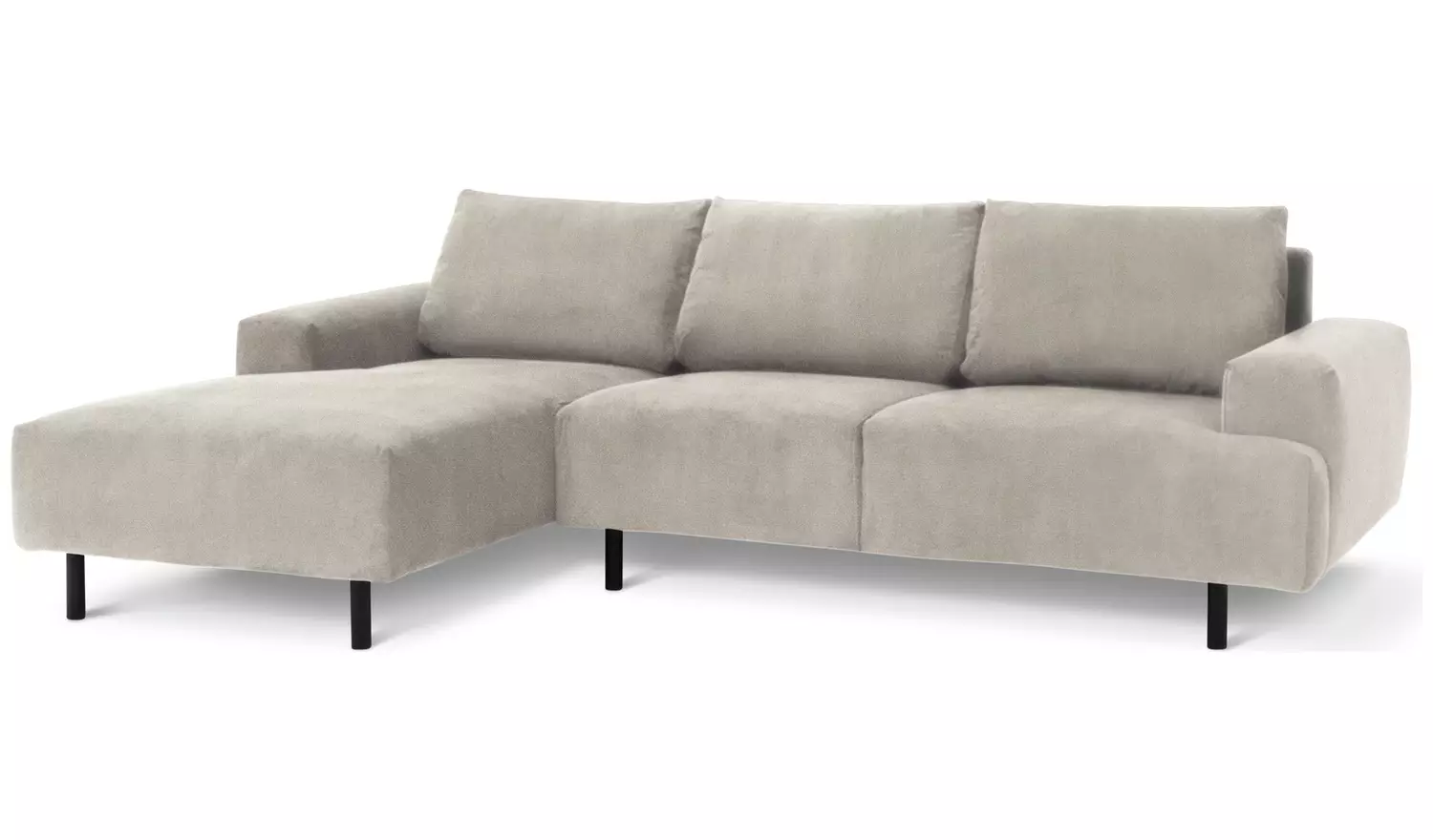 Habitat Julien Velvet Left Hand Corner Chaise Sofa - Natural