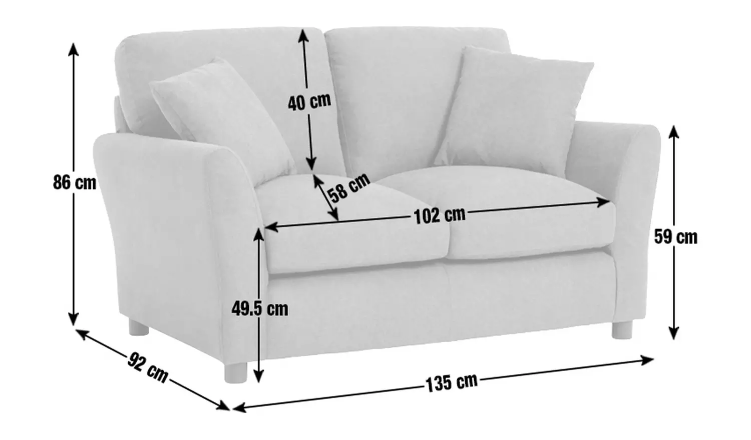 Argos Home Aleeza Fabric 2 Seater Sofa - Navy