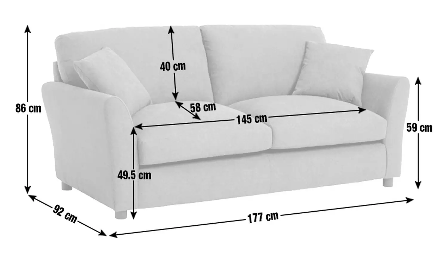 Argos Home Aleeza Fabric 3 Seater Sofa - Charcoal