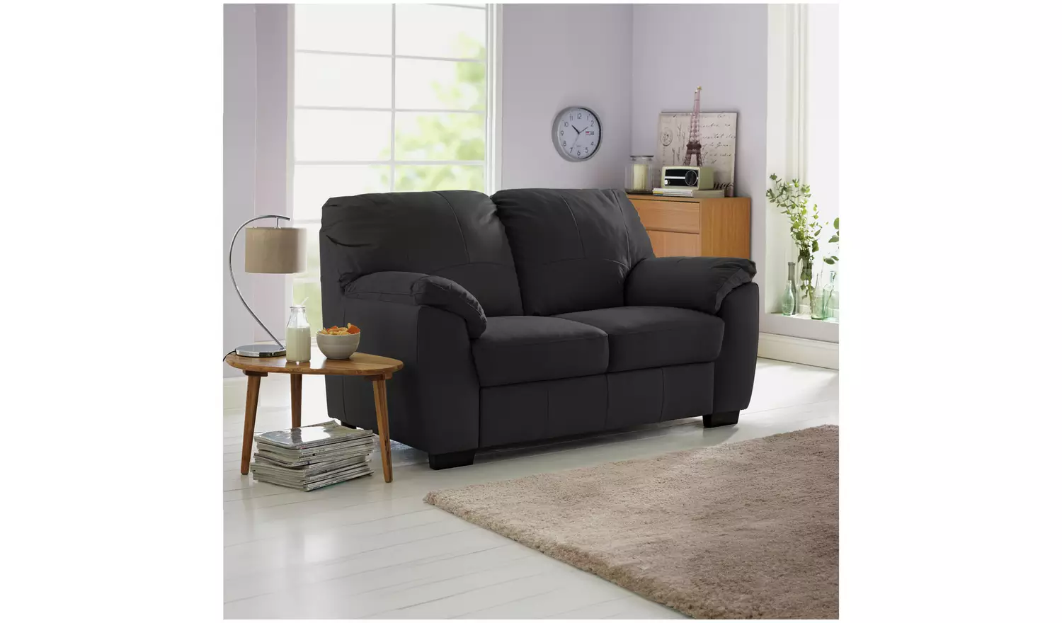 Argos Home Milano Leather 2 Seater Sofa - Black