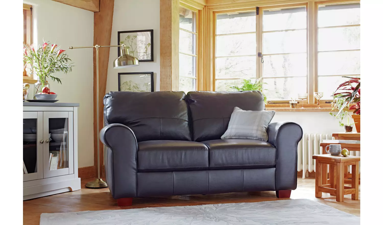 Argos Home Salisbury Leather 2 Seater Sofa - Black