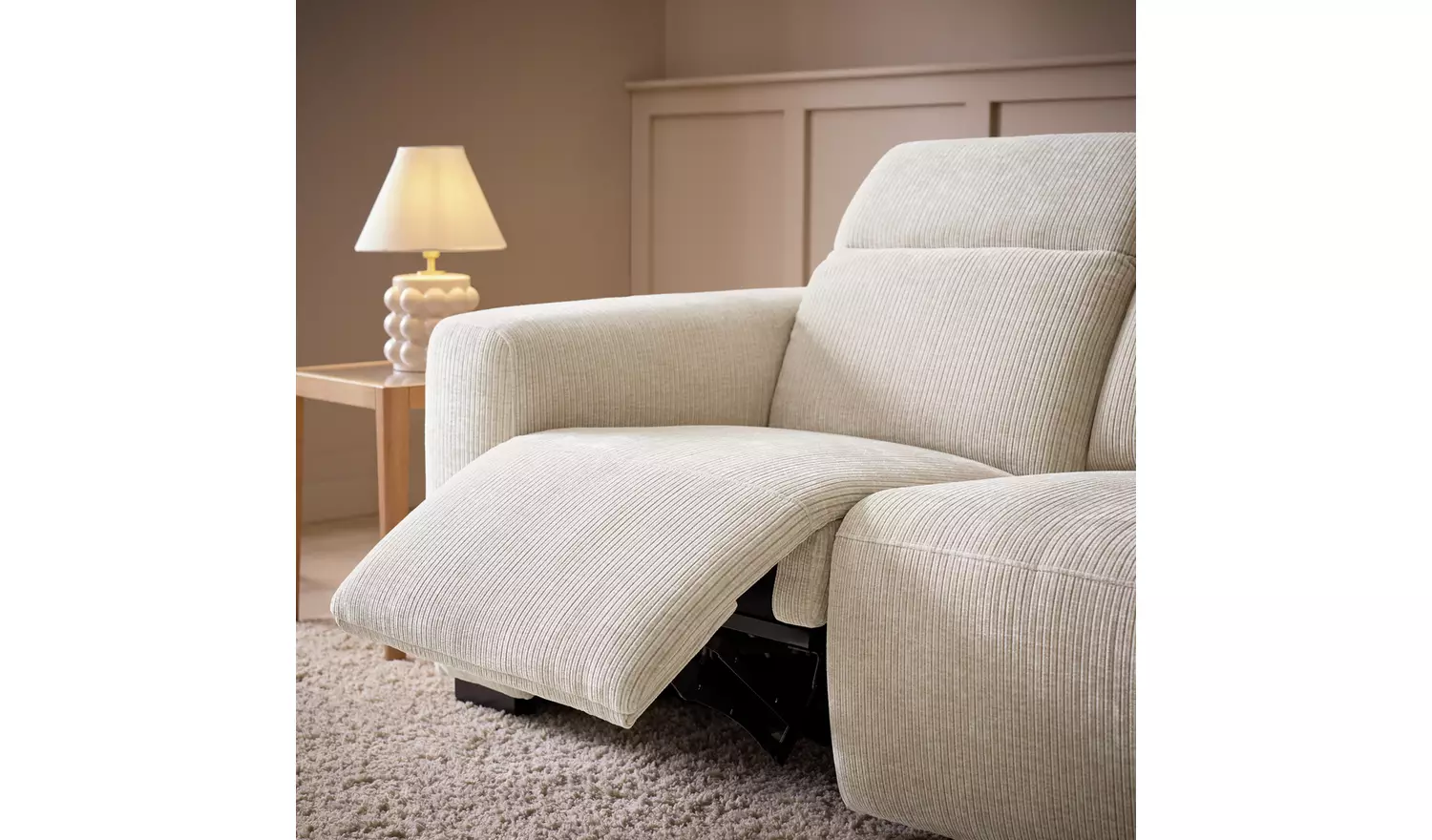 Habitat Reggie Fabric 3 Seater Recliner Sofa - Beige