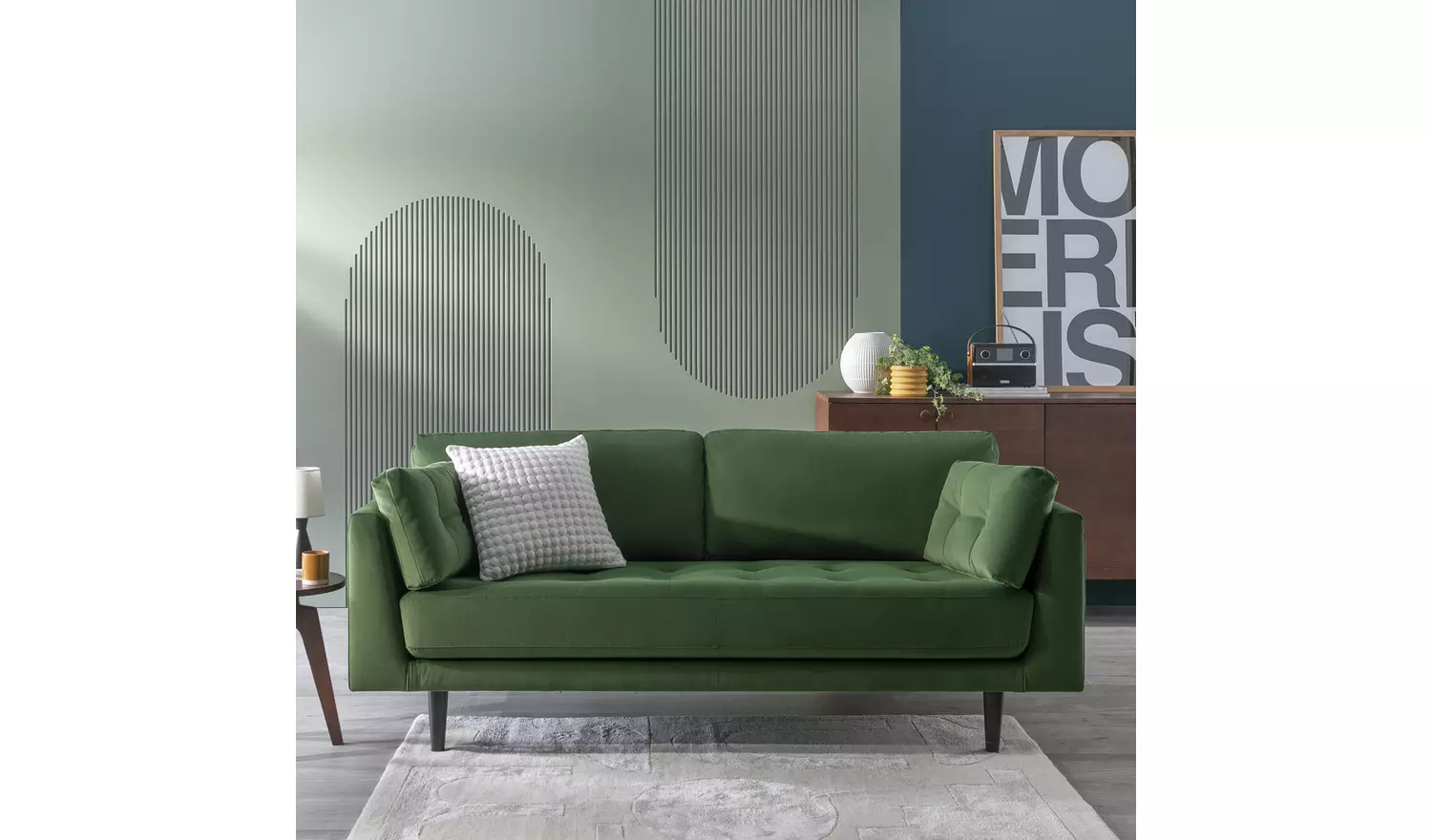 Habitat Kleo Fabric 3 Seater Sofa - Forest Green