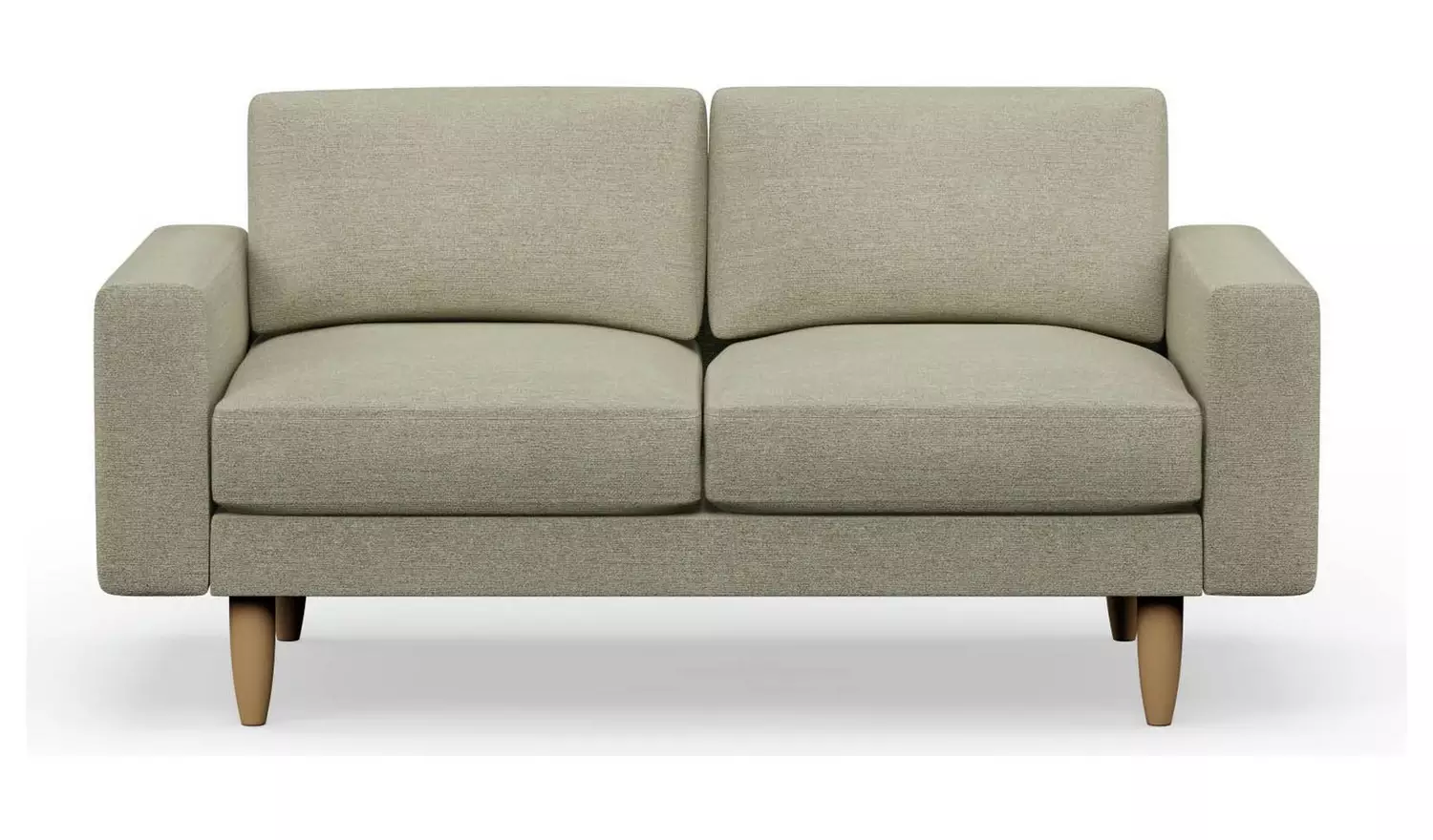 Hutch Fabric Block Arm 2 Seater Sofa - Oat