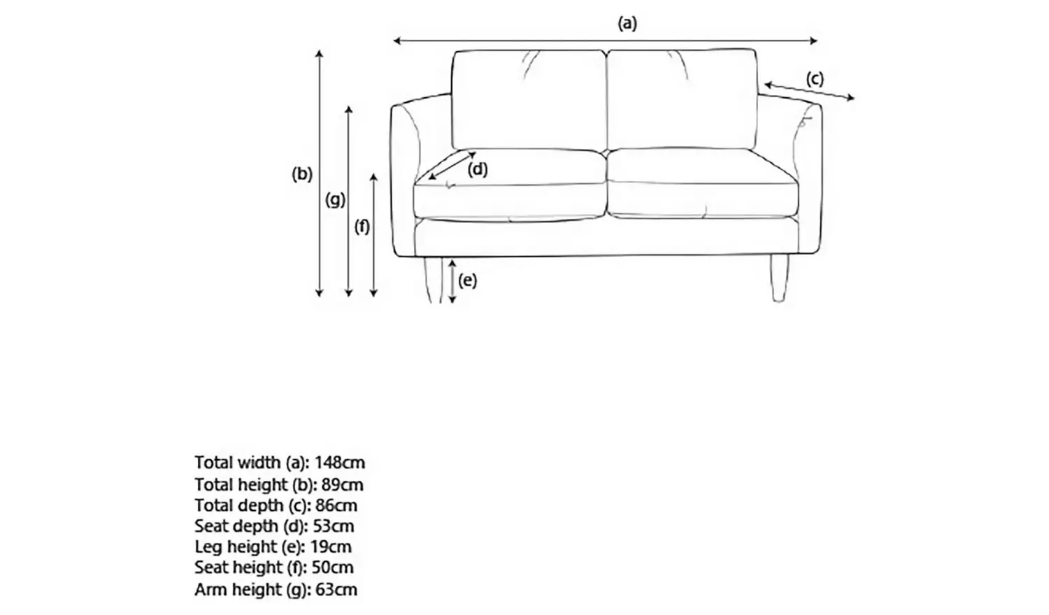 Hutch Fabric Curve Arm 2 Seater Sofa - Oat