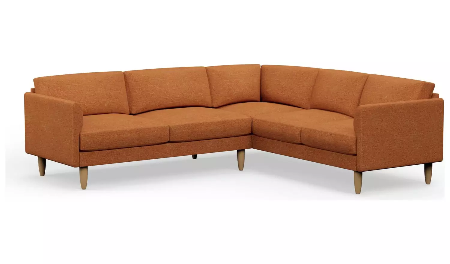 Hutch Fabric Curve Arm 6 Seater Corner Sofa - Rust