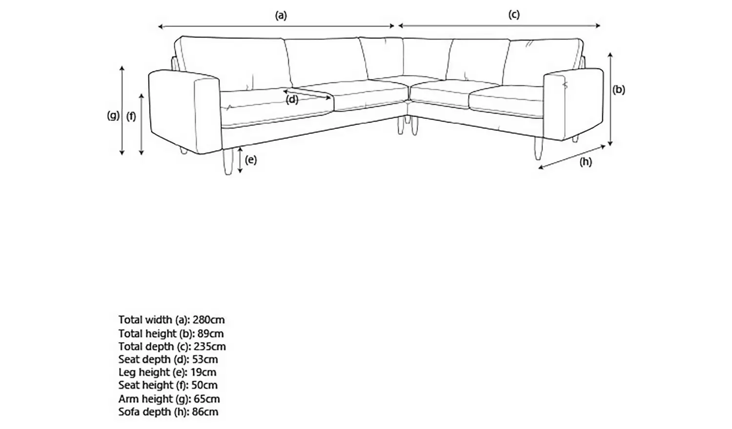 Hutch Fabric Block Arm 6 Seater Corner Sofa - Rust