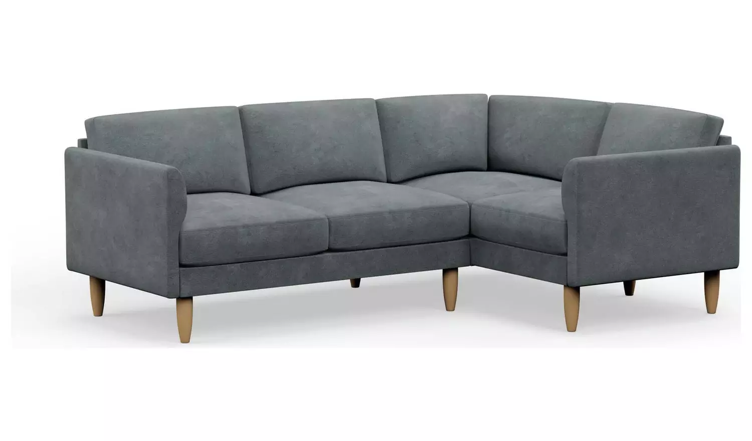 Hutch Velvet Curve Arm 4 Seater Corner Sofa - Slate Grey