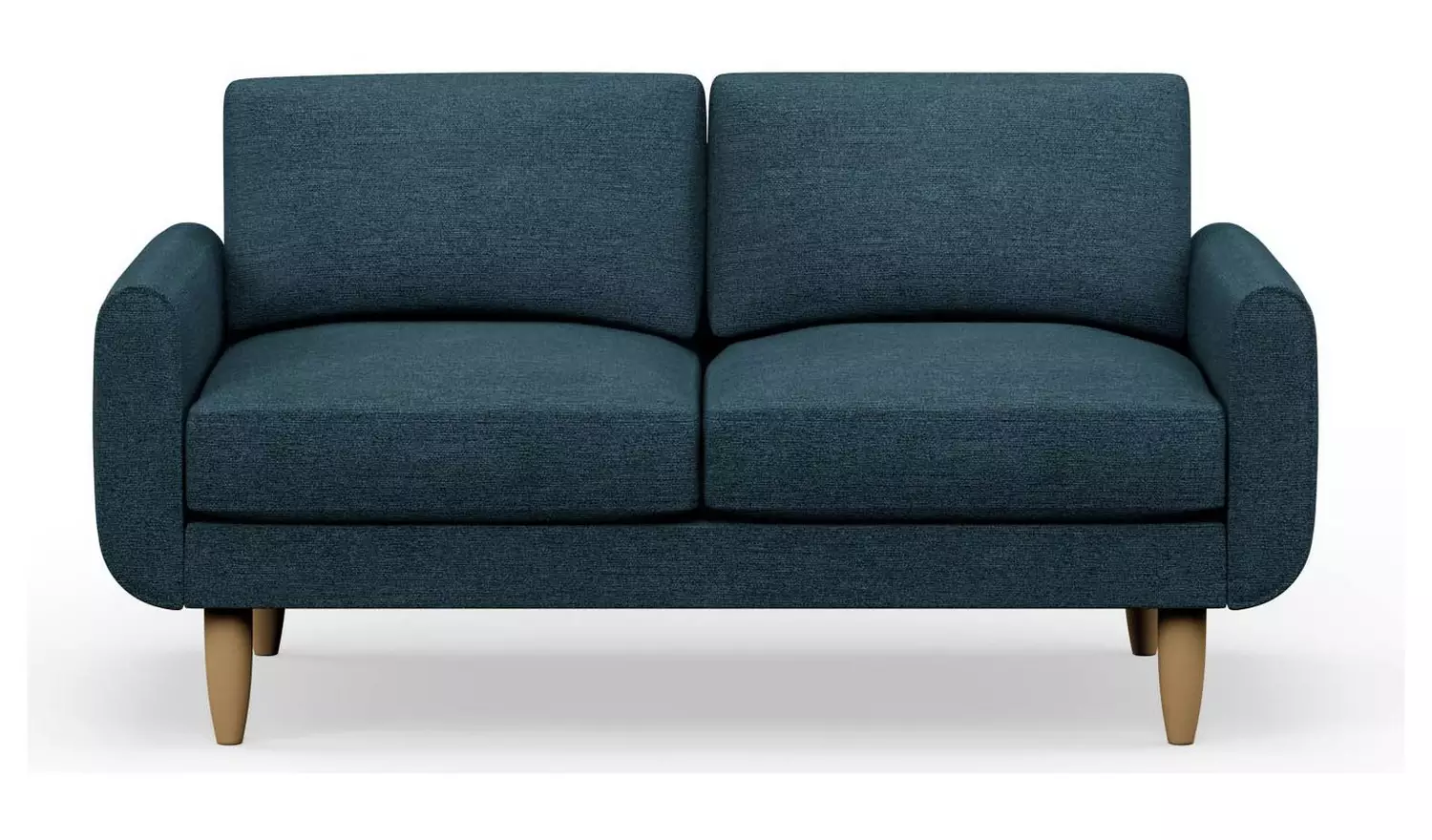 Hutch Fabric Round Arm 2 Seater Sofa - Aegean Blue