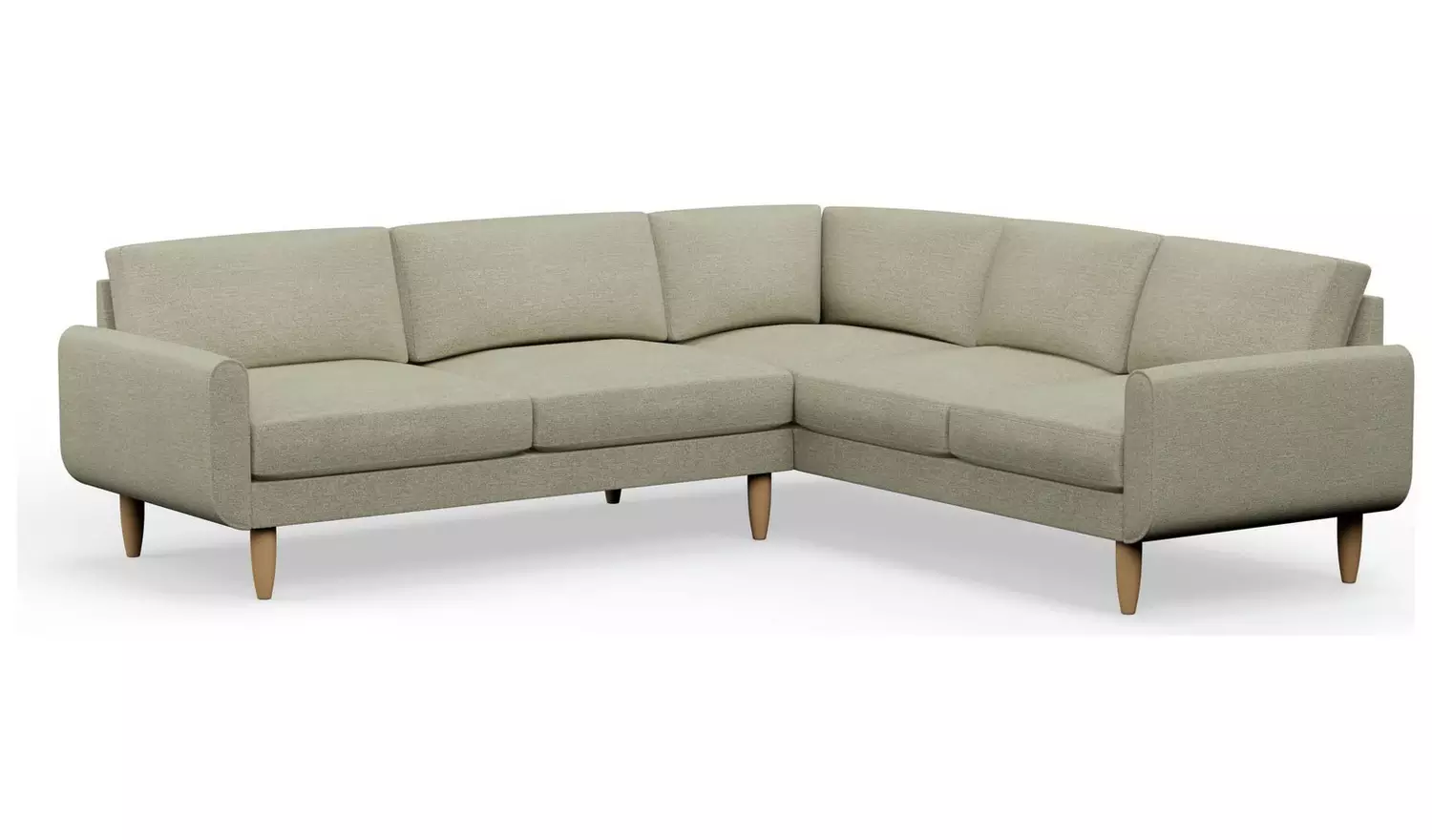Hutch Fabric Round Arm 6 Seater Corner Sofa - Oat